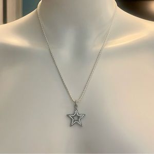 Coach Pave Crystal Star Pendant .925 Sterling Silver Necklace